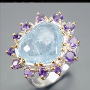 925 Sterling silver 8ct natural aquamarine